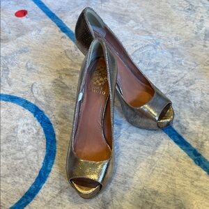 Vince Camuto Metallic Peep Toe Heels